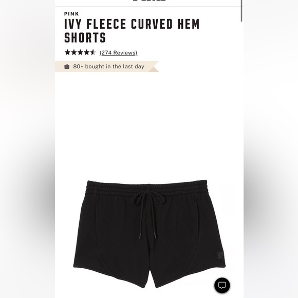 🆕 Victoria’s Secret PINK Ivy Fleece Curved Hem Shorts - Picture 3 of 13